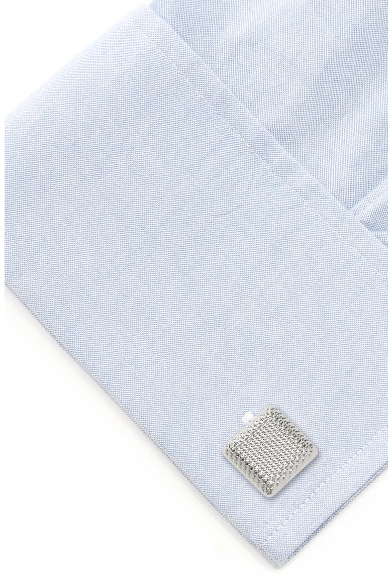 Textured Square Cuff Links, Alternate, color, SILVER