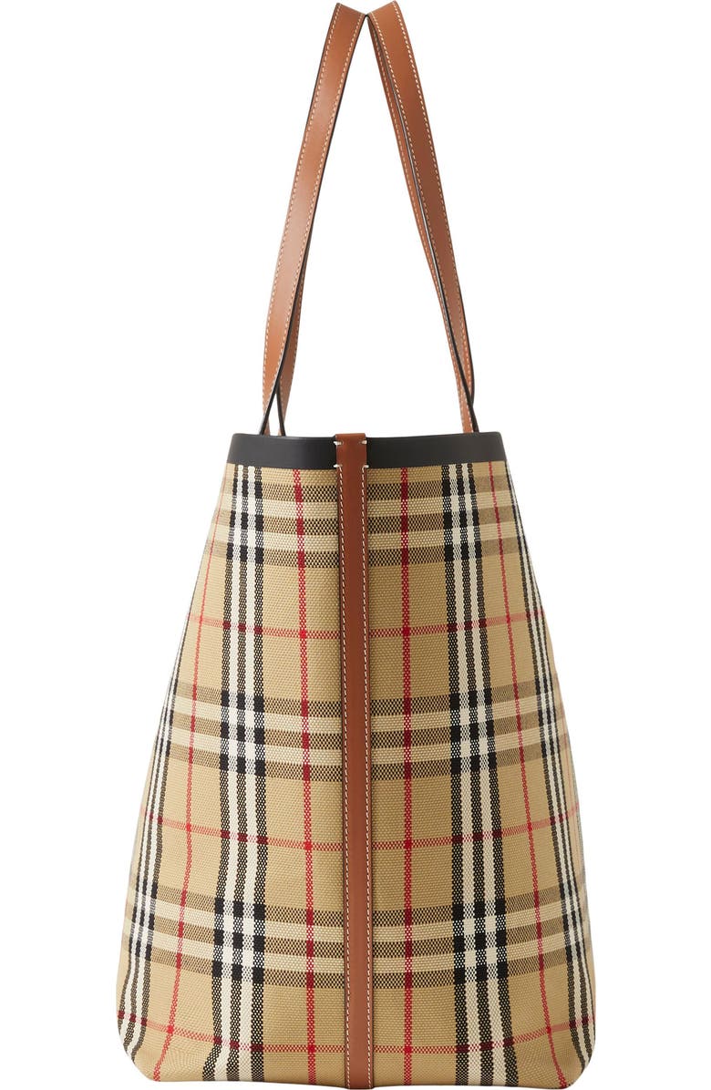 Burberry Large London Check Cotton Canvas Tote, Alternate, color,