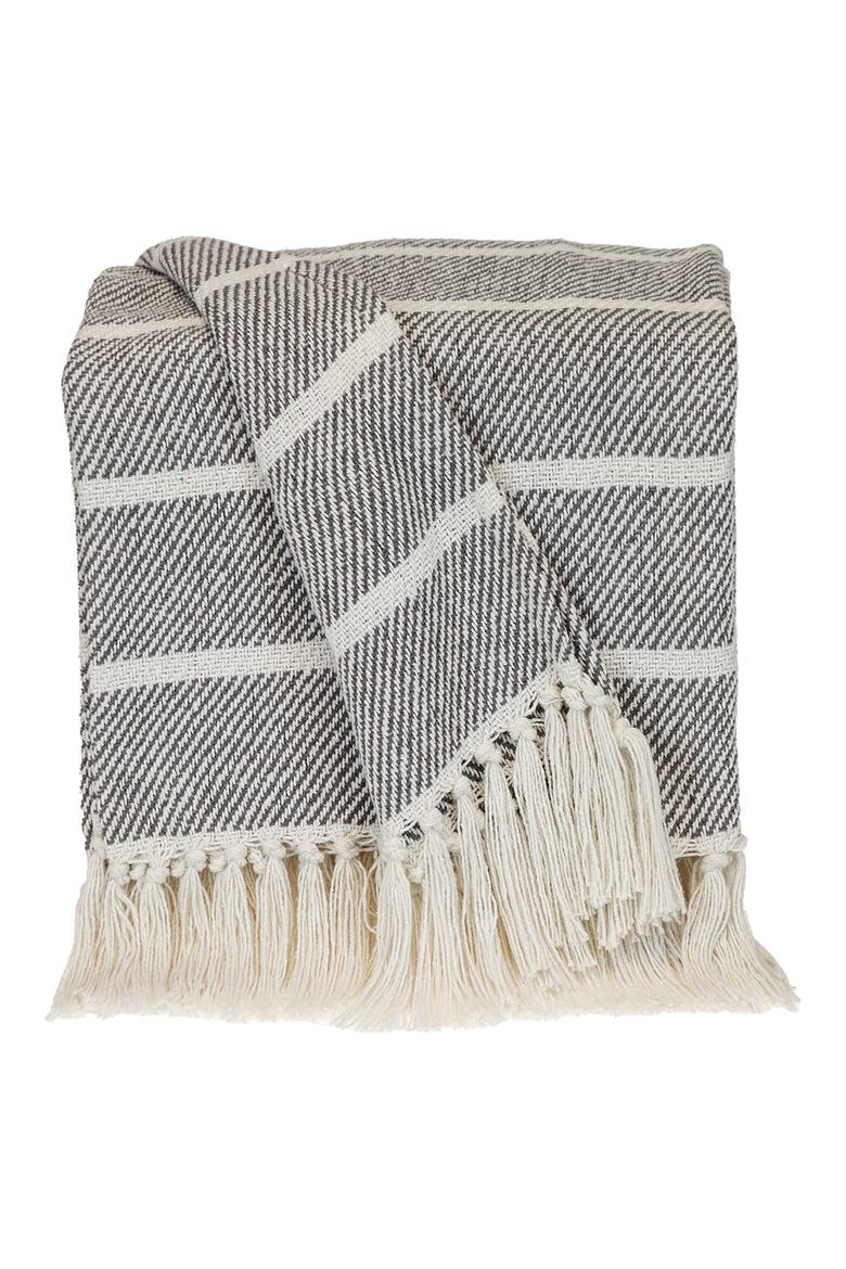 Mio Stripe Handloomed Throw Blanket, Main, color, GRAY