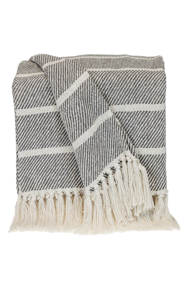 PARKLAND COLLECTION Mio Stripe Handloomed Throw Blanket, Main, color, Gray