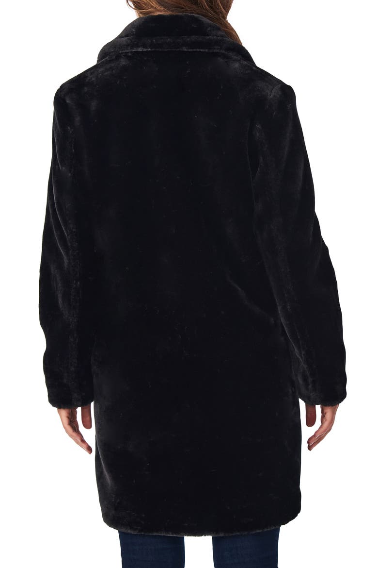 Smooth Faux Fur Long Coat, Alternate, color, BLACK