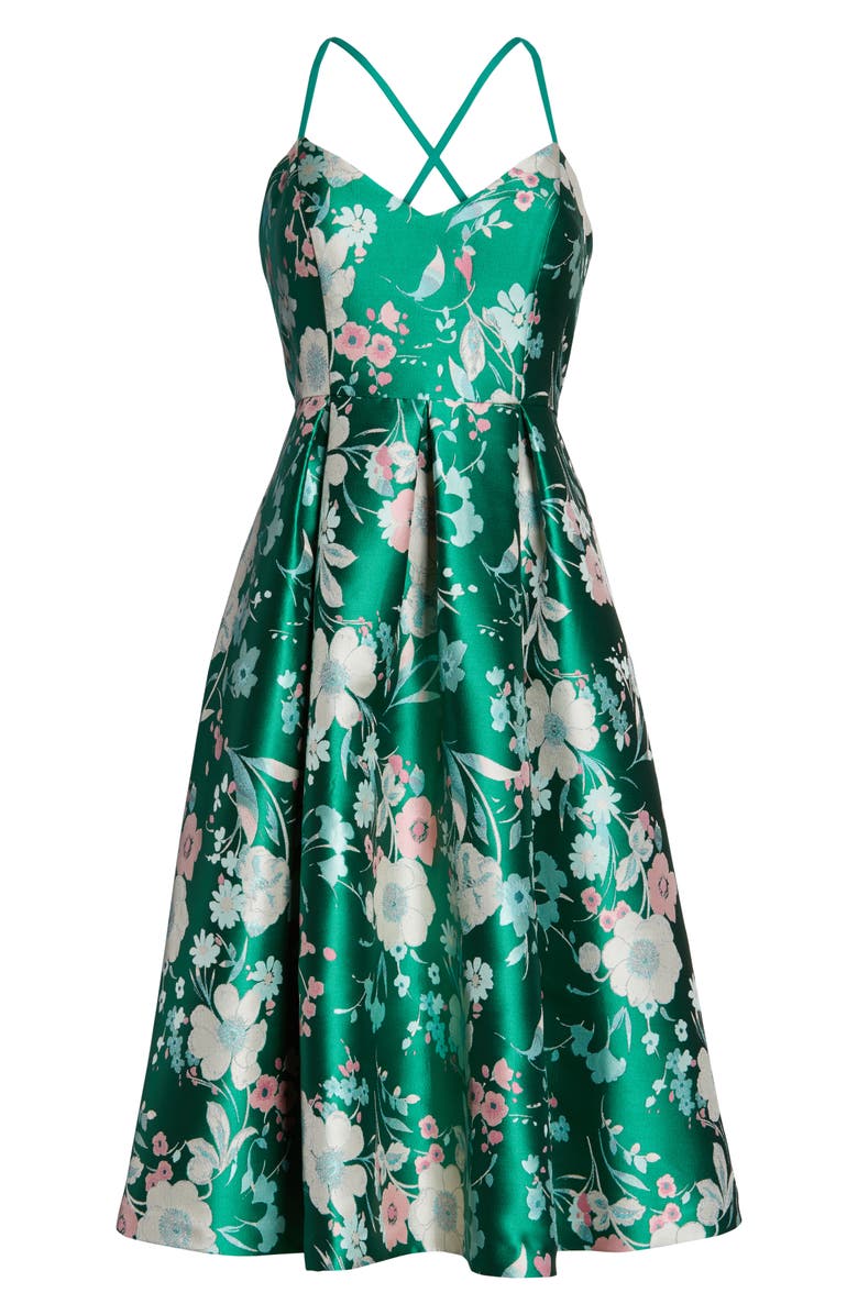Eliza J Floral Jacquard Fit & Flare Dress, Alternate, color,