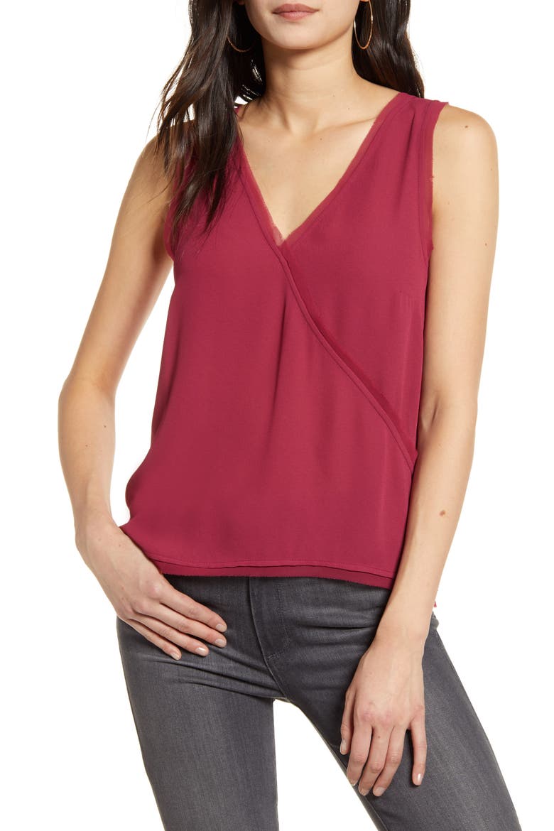 Raw Edge Tank, Main, color, BURGUNDY PLUM