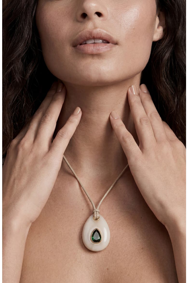 Teardrop Cord Pendant Necklace, Alternate, color, CREAM