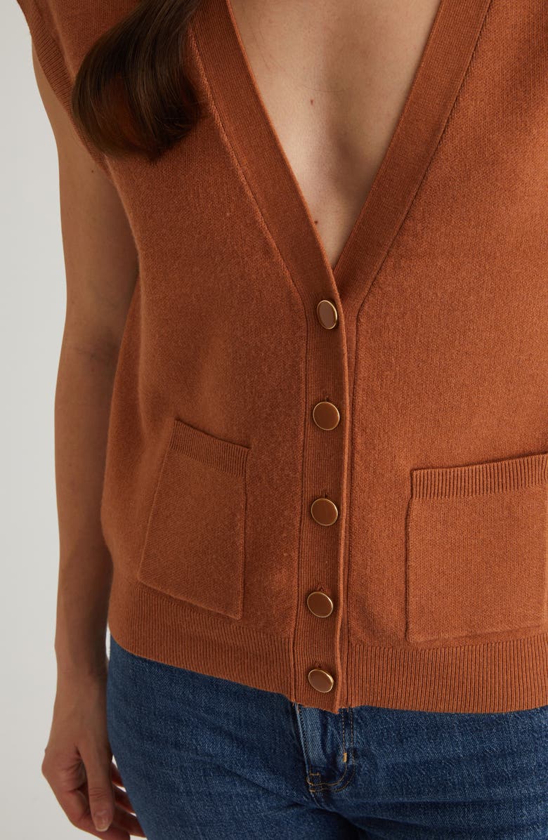 525 Button-Up Sweater Vest, Alternate, color, Toasted Almond