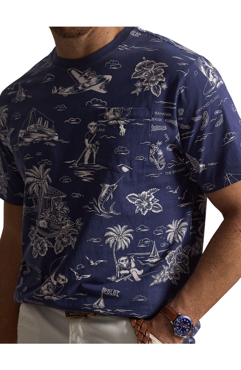 Polo Ralph Lauren Big & Tall Printed Harbor Island Bear T-Shirt, Alternate, color, Newport Navy