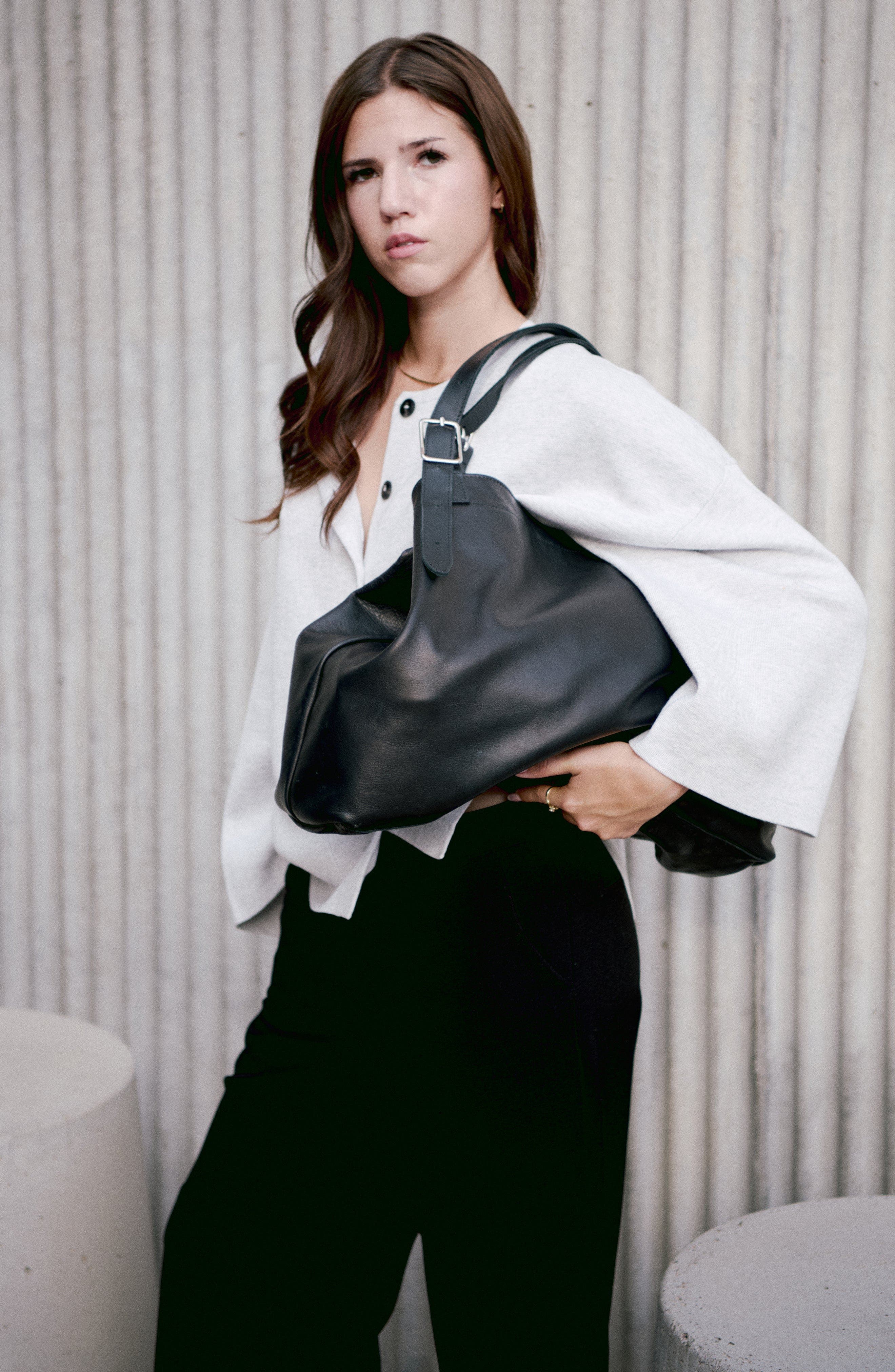 Ezra Arthur Dakota Soft Nappa Leather Tote Bag, Alternate, color, Black