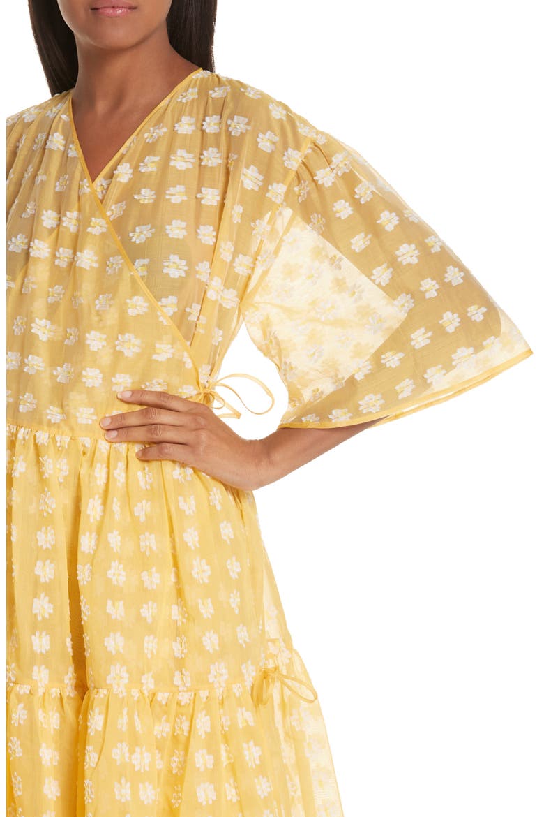 Patricia Wrap Dress, Alternate, color, WHITE/ YELLOW