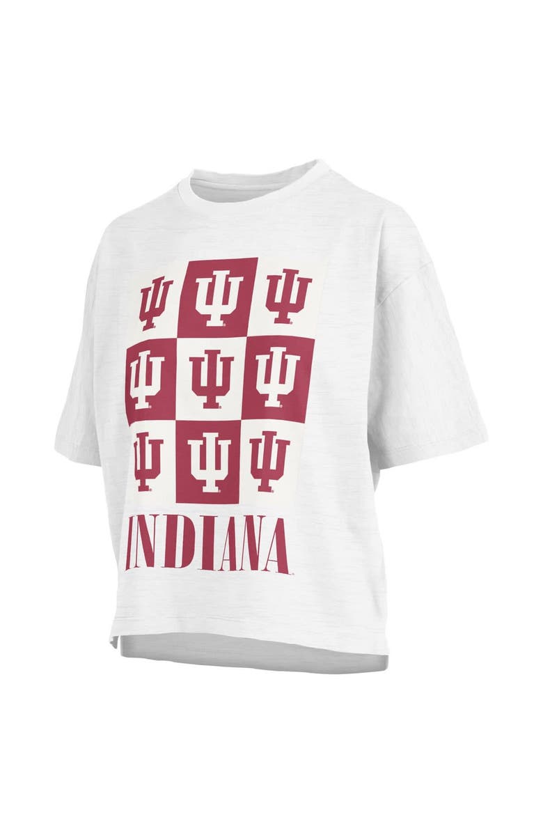 PRESSBOX Women's Pressbox White Indiana Hoosiers Motley Crew Andy Waist Length Oversized T-Shirt, Main, color, 