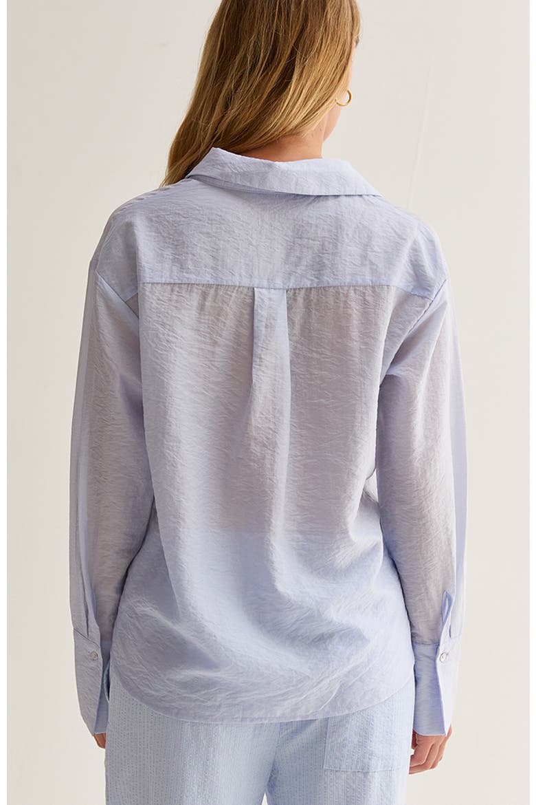 Crinkled Tencel Button Up Shirt, Alternate, color, Blue