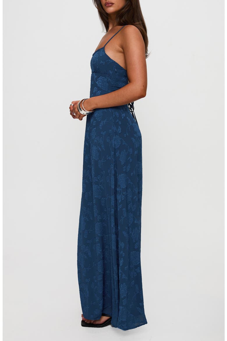 South of France Floral Burnout Maxi Dress, Alternate, color, NAVY