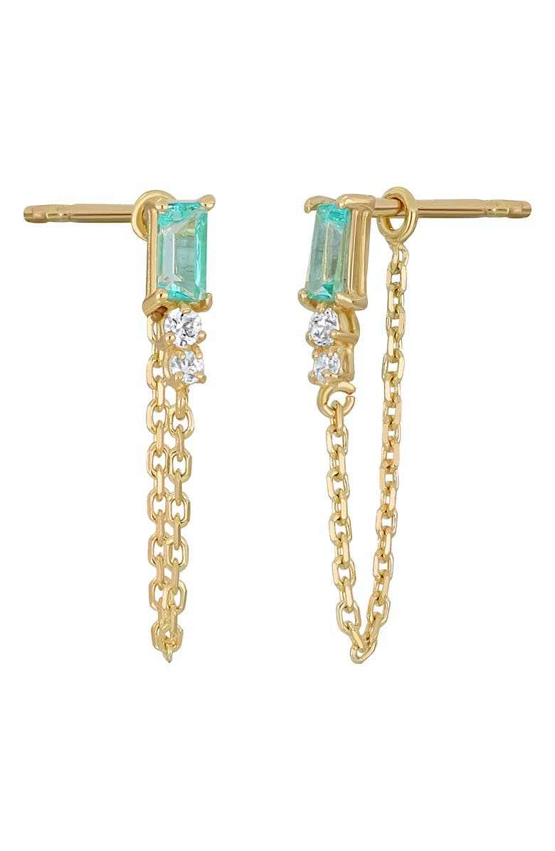 Bony Levy 14K Gold Topaz & Diamond Front/Back Earrings, Main, color, 14K Yellow Gold Peridot Topaz