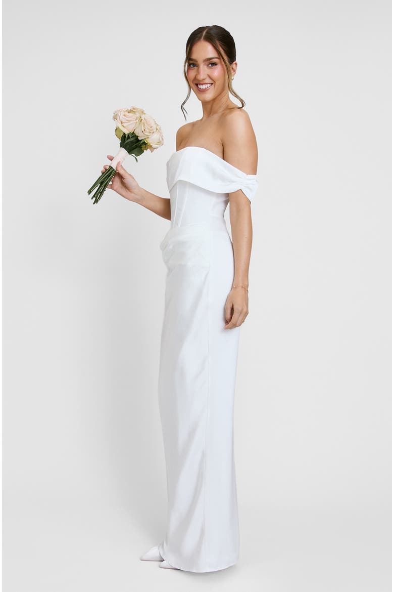 Twist Strap Corset Maxi Dress, Alternate, color, White