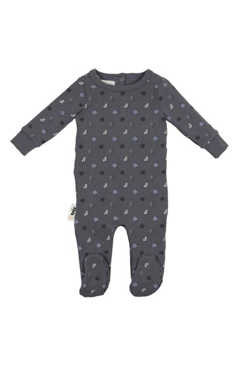 Little Leaves Rib Cotton Blend Footie (Baby)