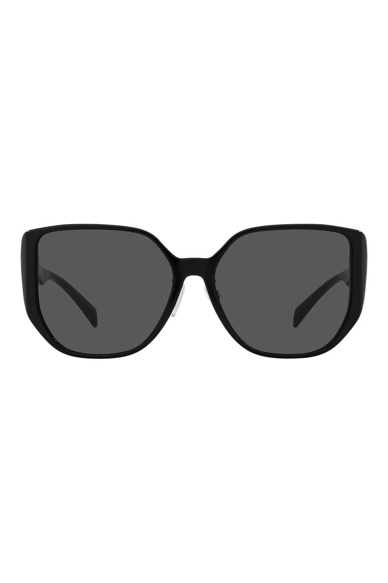 58mm Irregular Sunglasses, Main, color, BLACK