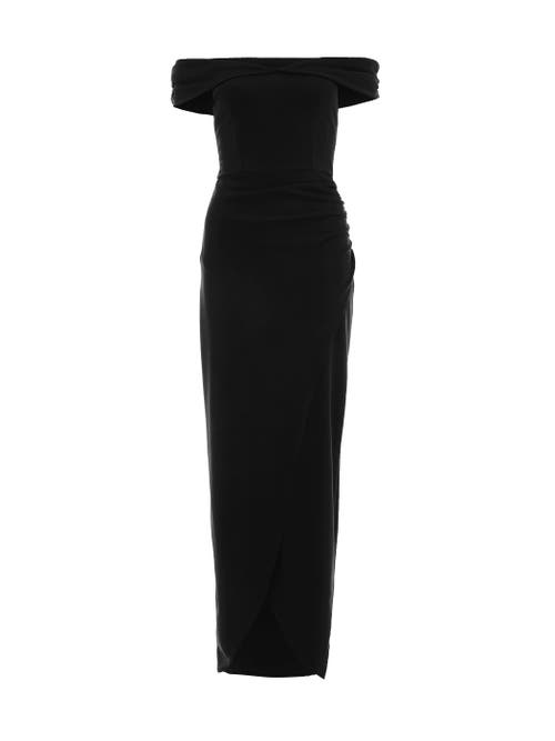 Quiz Scuba Crepe Bardot Maxi Dress In Black