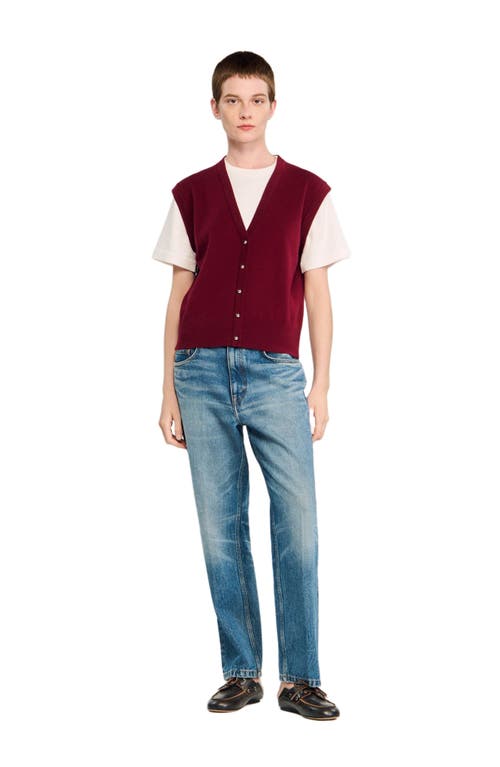 Sandro Two-tone Wool And Cashmere Sweater In Burgundy