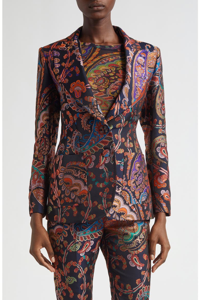 Paisley Brocade Jacket, Main, color, MULTICOLOUR ON BLUE BASE