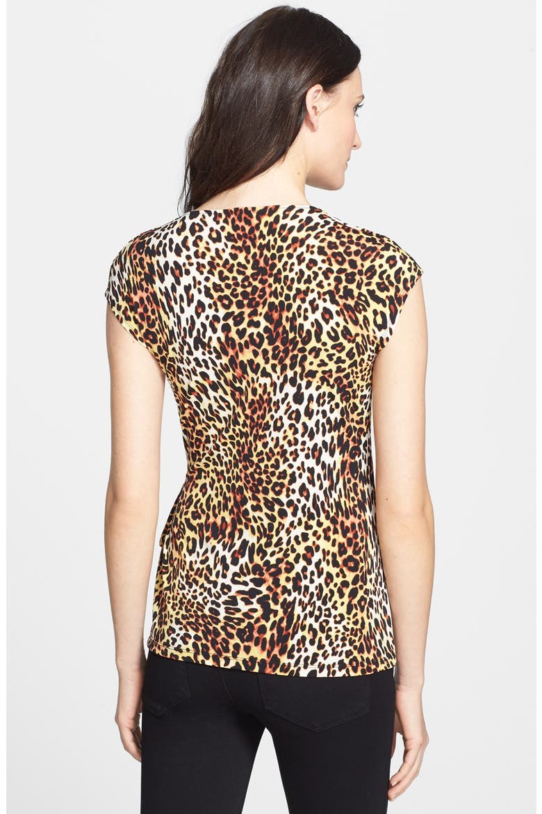 Anne Klein Leopard Print Wrap Top, Alternate, color, VERMILLION MULTI