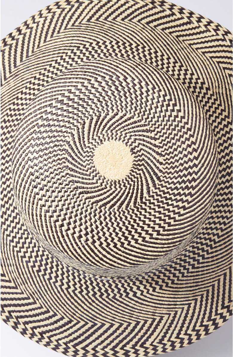 Heads Of State Hat Co. Woven Straw Bucket Hat, Alternate, color, Black & White