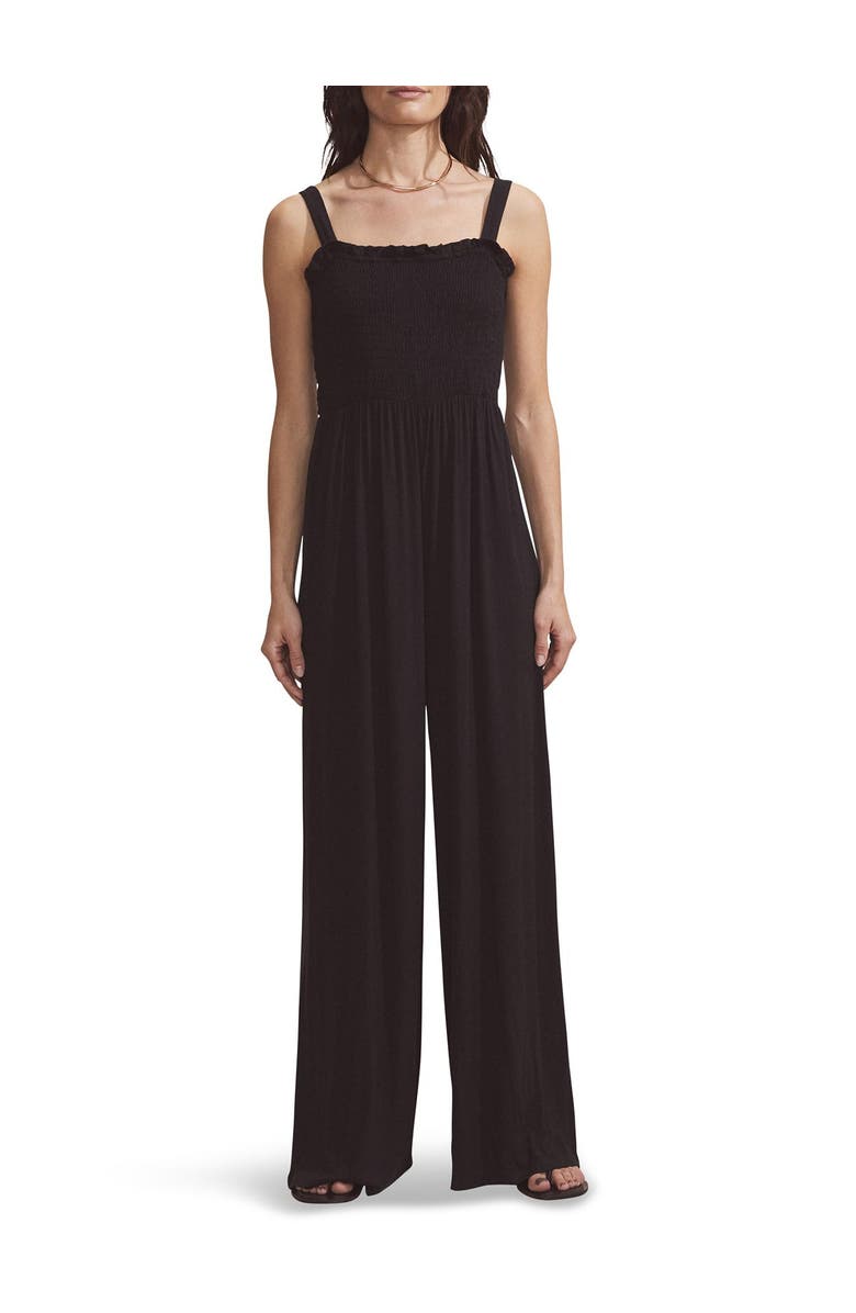 Ro&Zo Shirred Bodice Jersey Jumpsuit, Alternate, color, Black