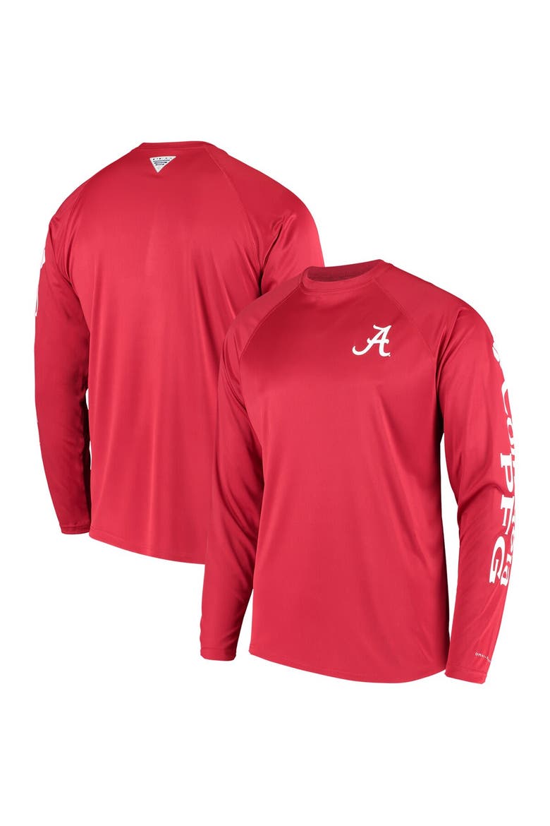 Men's Columbia Crimson Alabama Crimson Tide Terminal Tackle Omni-Shade Raglan Long Sleeve T-Shirt, Main, color, Crimson