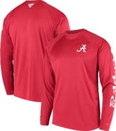 Columbia Men's Columbia Crimson Alabama Crimson Tide Terminal Tackle Omni-Shade Raglan Long Sleeve T-Shirt