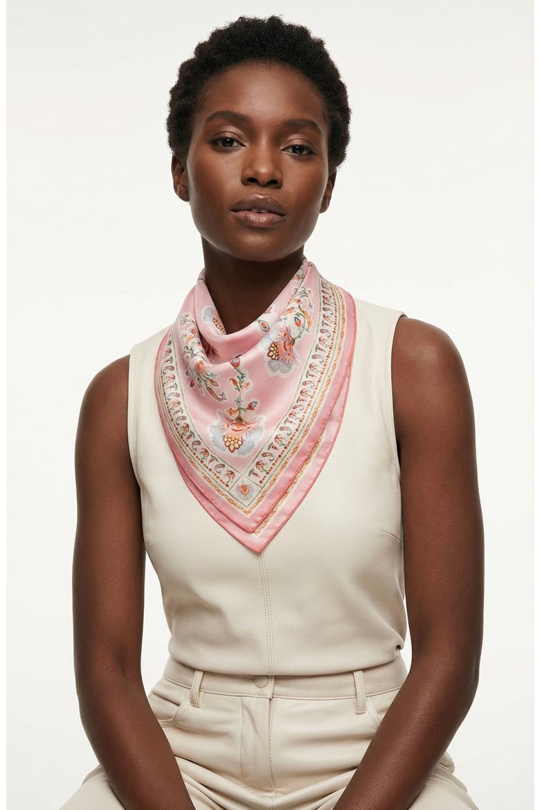 Blush Charm Double Sided Silk Scarf, Alternate, color, pink