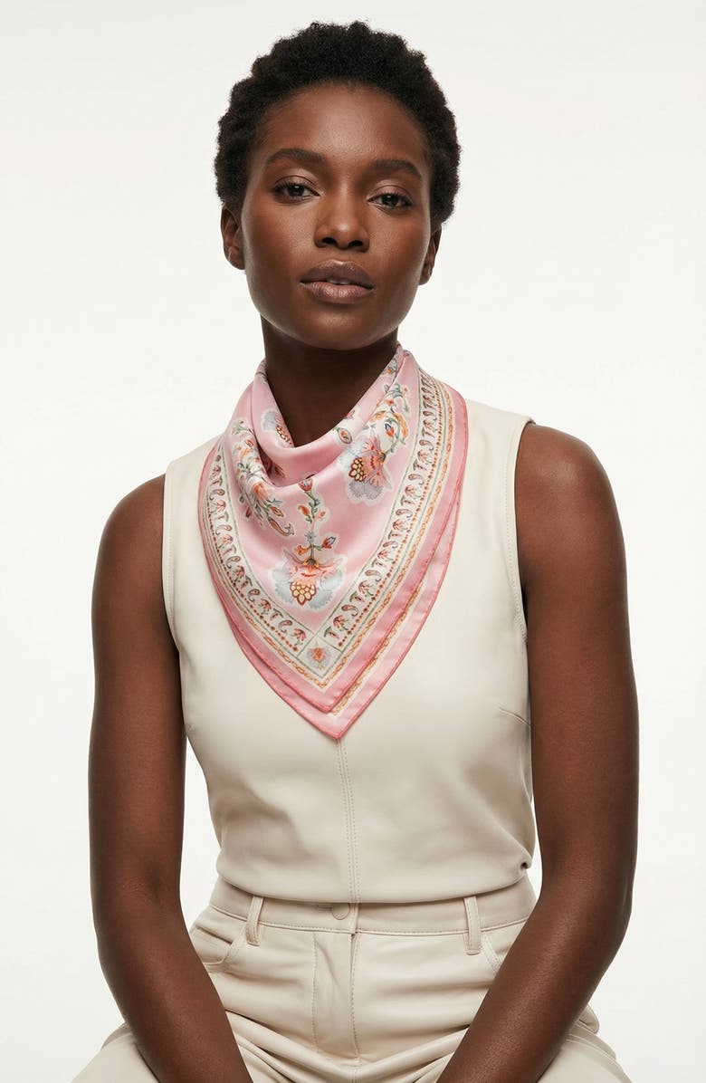 Jessie Zhao New York Blush Charm Double Sided Silk Scarf, Alternate, color, Pink