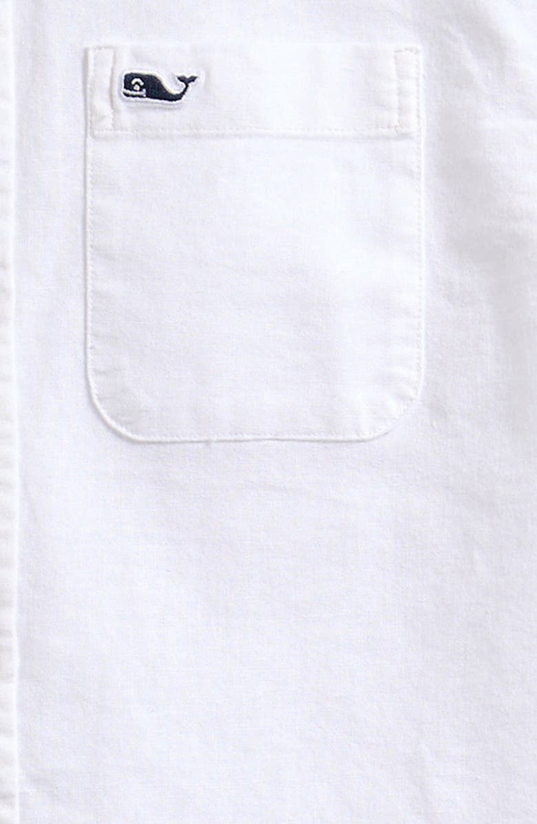 vineyard vines Kids' Short Sleeve Linen & Cotton Shirt, Alternate, color, White Cap
