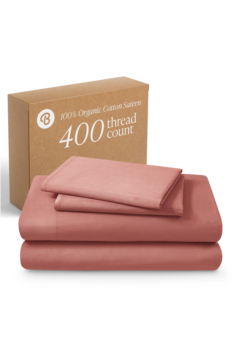 400 Thread Count Organic Cotton Sateen Sheet Set, Main, color, Dusty Rose