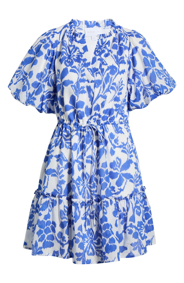 SUGARLIPS Elaris Floral Noella Shift Minidress, Main, color, Whiteblue