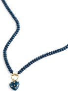 Madewell Polka Dot Stone Heart Pendant Beaded Necklace
