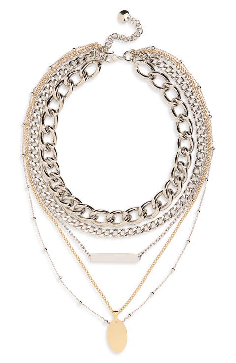Mixed Finish Layered Necklace