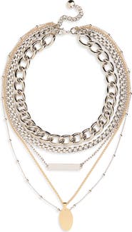 Rabanne Mixed Finish Layered Necklace
