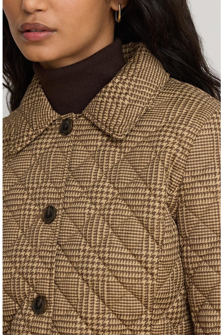 Houndstooth Quilted Jacket, Alternate, color, CAMEL/ COGNAC