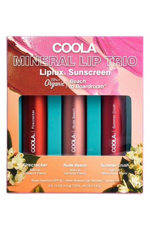Mineral Liplux® SPF 30 Organic Tinted Lip Balm Trio $54 Value