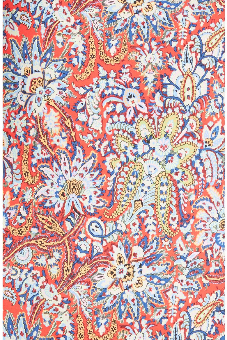 Floral Paisley Print Crop Pants, Alternate, color, RED