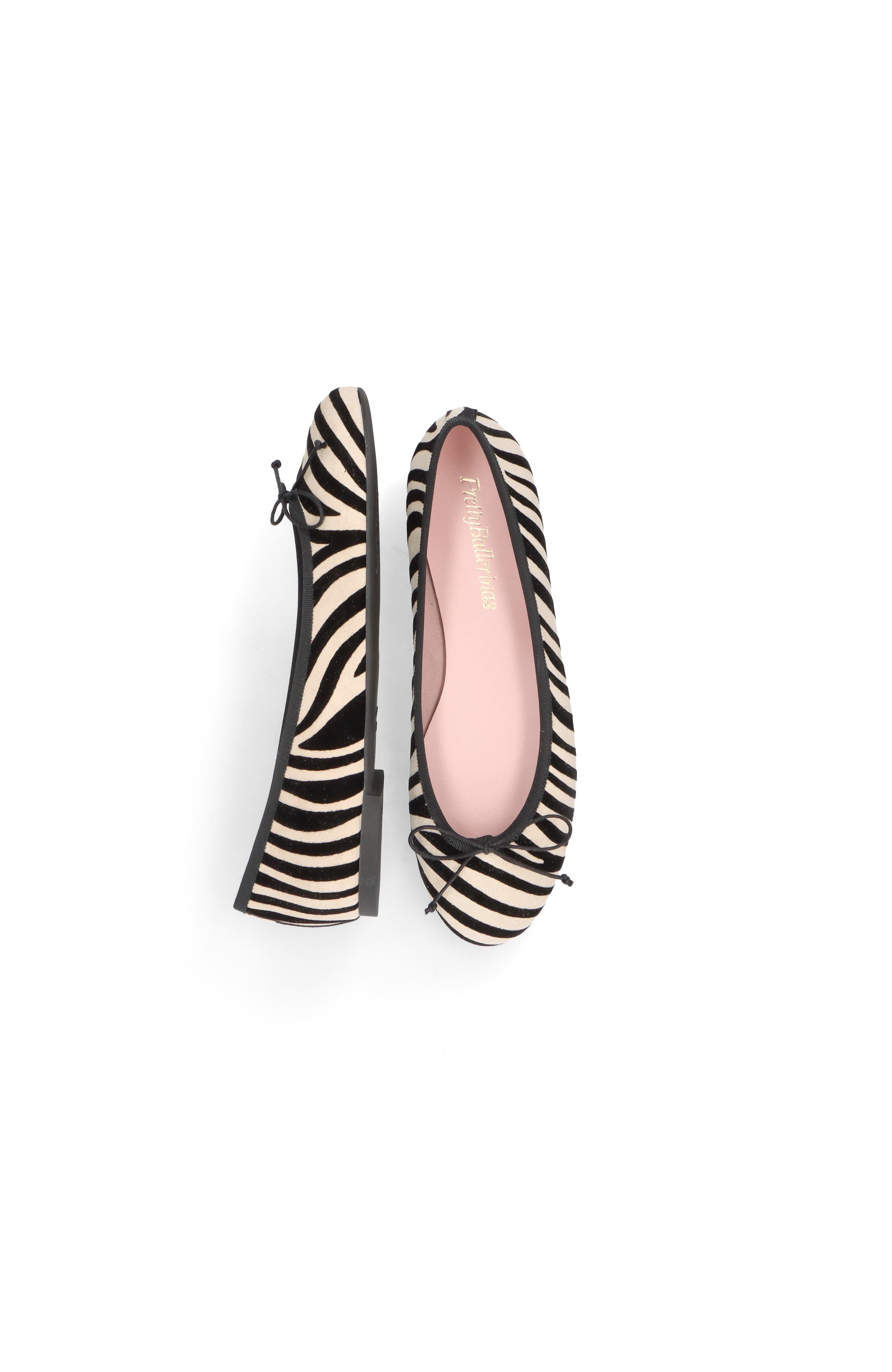 Pretty Ballerinas Round Toe Zebra Ballet Flat, Alternate, color, 