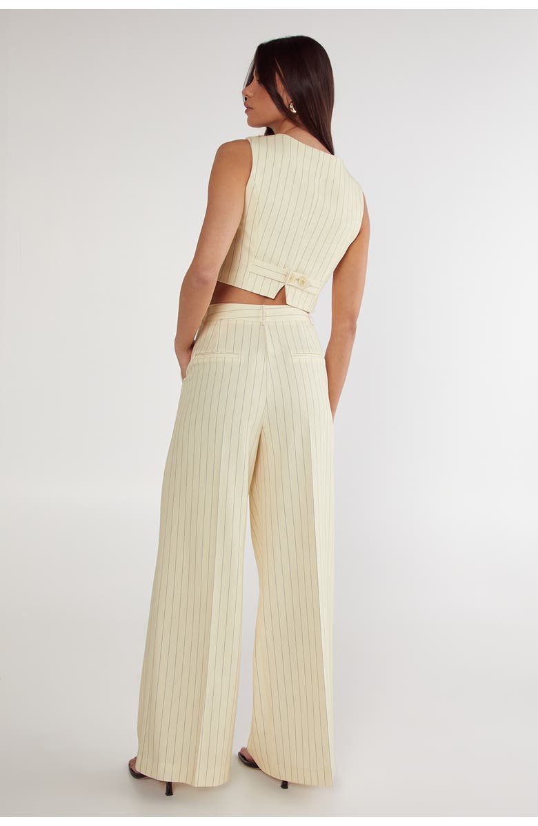 NASTY GAL Pinstripe Tailored Pants, Alternate, color, Butter