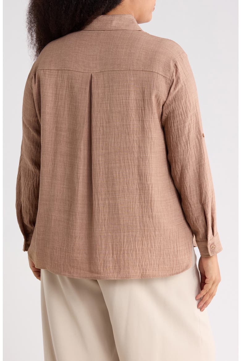 Roll Tab Sleeve Shirt, Alternate, color, HEATHER MUSHROOM