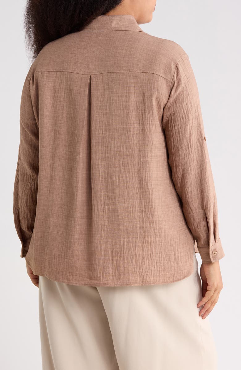 MAX STUDIO Roll Tab Sleeve Shirt, Alternate, color, Heather Mushroom