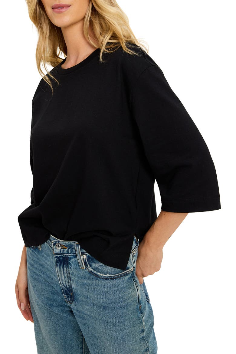 Sharona Straight Sleeve T-Shirt, Alternate, color, BLACK