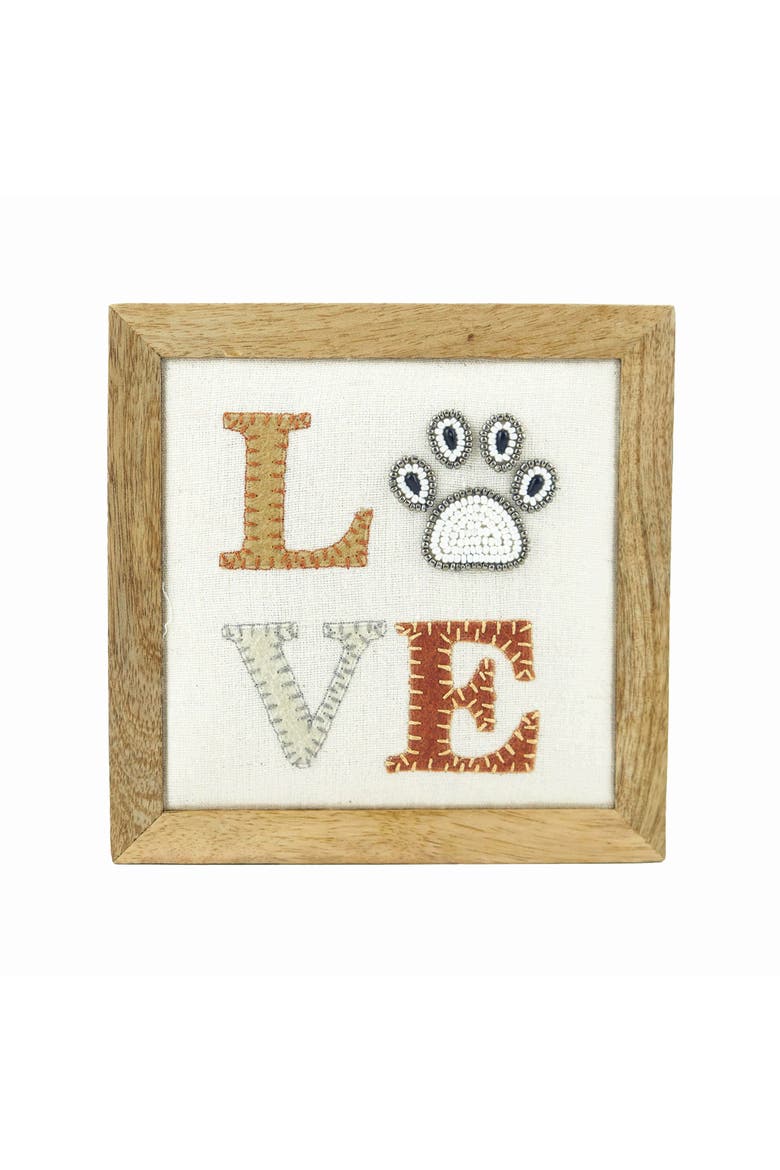 Embellished Paw Love Shelf Sitter Block, Main, color, Brown