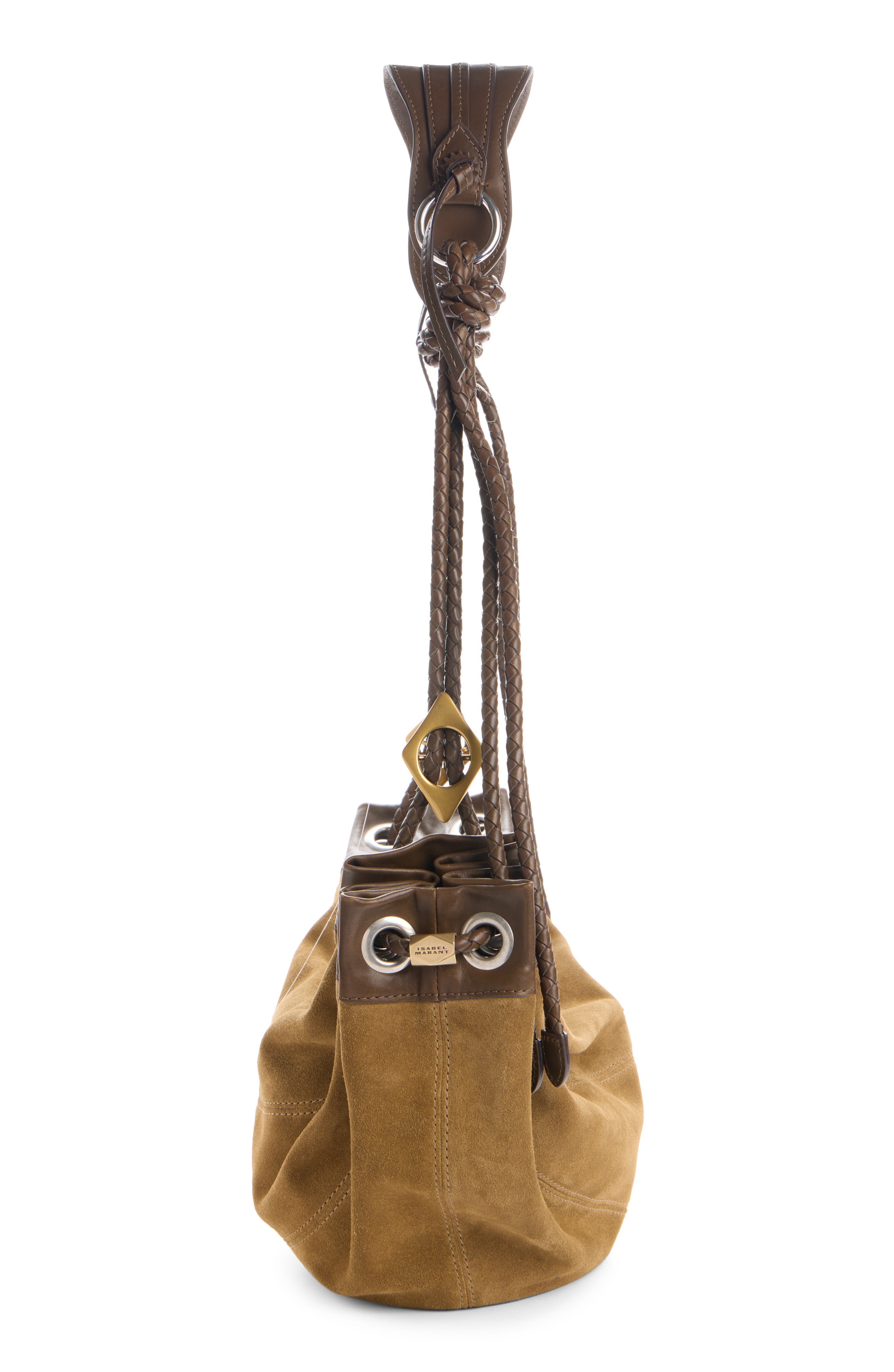 Isabel Marant Medium Maia Suede Shoulder Bag, Alternate, color, Taupe