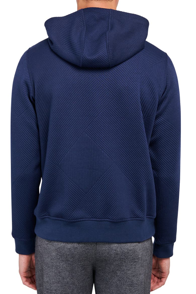 Slim Fit Solid Quilted Knit Hoodie, Alternate, color, NAVY