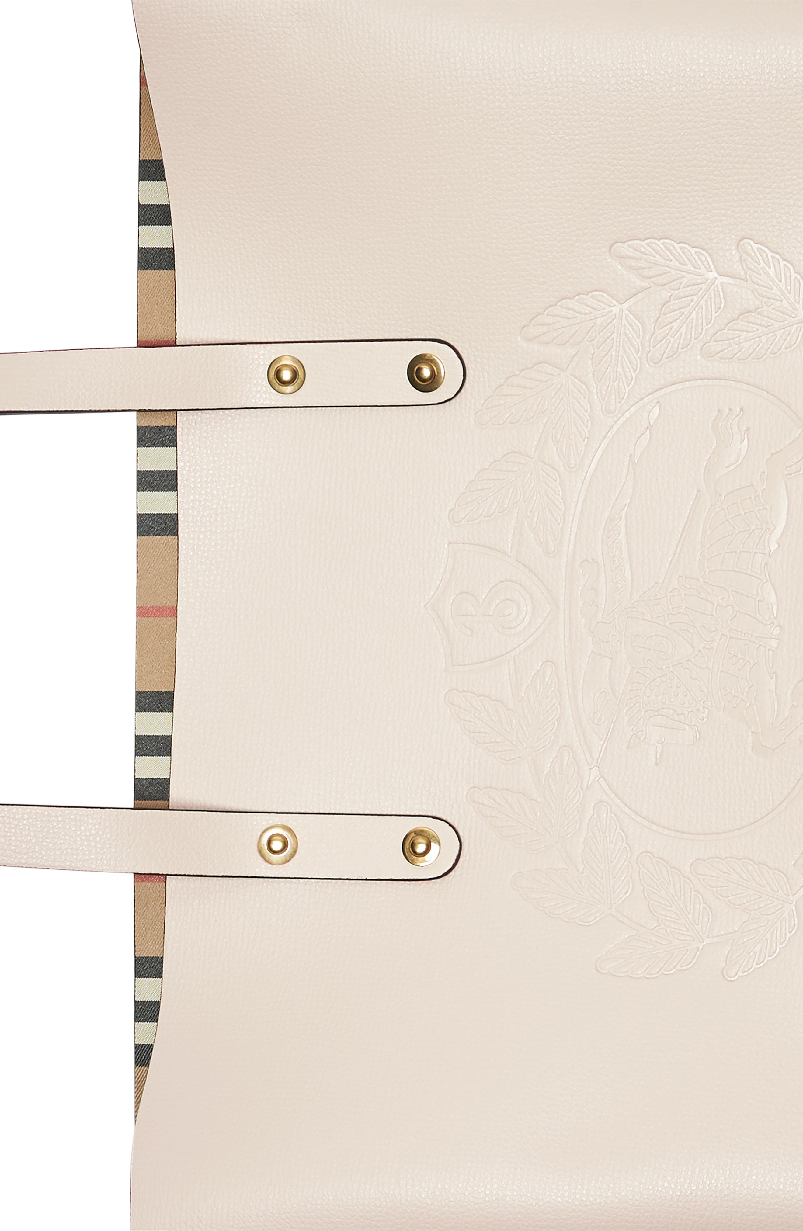 Burberry Embossed Crest Small Leather Tote, Alternate, color, 