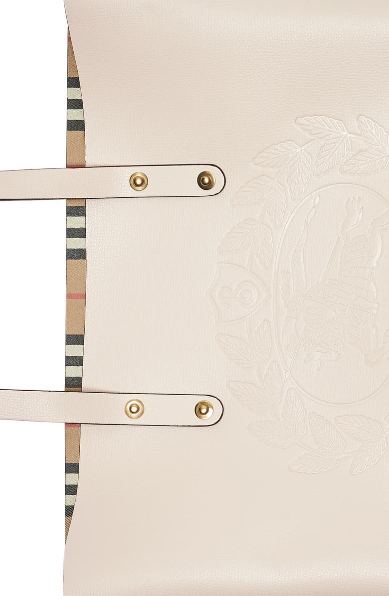 Burberry Embossed Crest Small Leather Tote, Alternate, color,