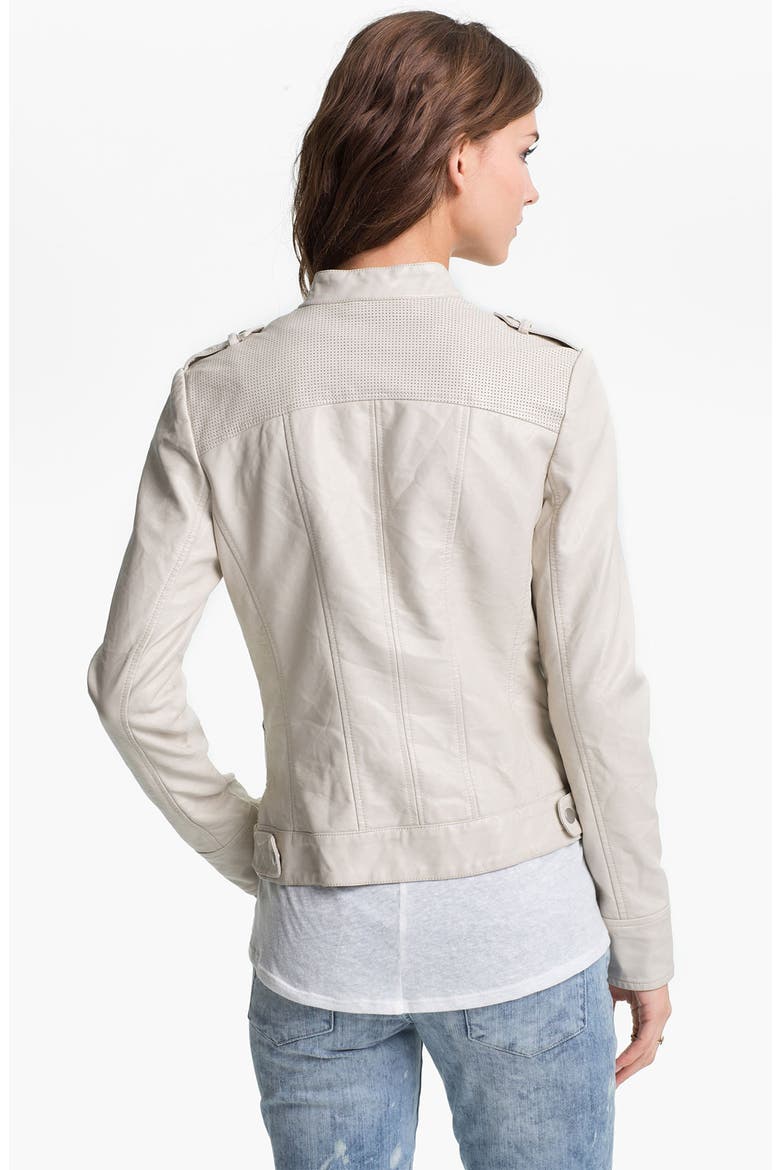 Perforated Faux Leather Jacket, Alternate, color, SOFT OYSTER