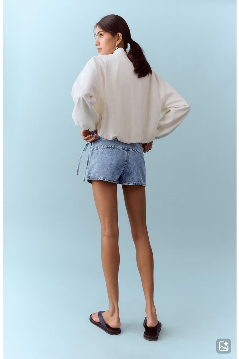 Mini Bow Denim Shorts, Alternate, color, MEDIUM BLUE